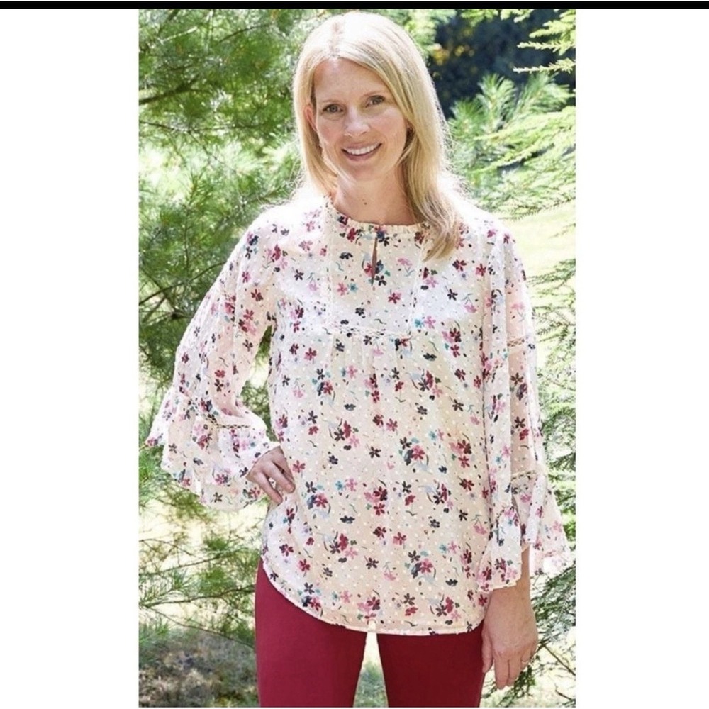 Matilda Jane What's‎ Up Buttercup Floral Blouse, White - Size L
